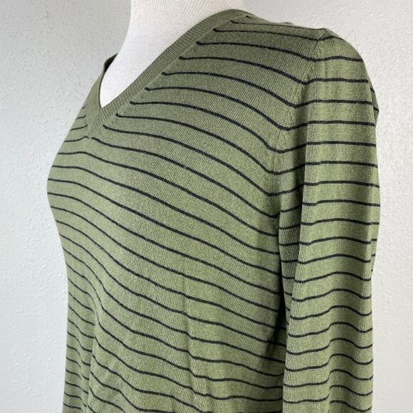 Worthington Green Striped V Neck Sweater EUC - Picture 4 of 8